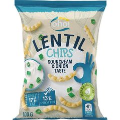 Naujasis Nevezis Chipsy z czerwonej soczewicy o smaku śmietany i cebuli 100 g 9915162 4770149213888