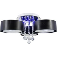 Lampa sufitowa Mdeco LAMPA sufitowa ELMDRS8006/3 8C BL MDECO metalowa OPRAWA crystal glamour chrom czarna 9935185 5902021249763