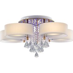 Lampa sufitowa Mdeco LAMPA sufitowa ELMDRS8006/5 TR GL MDECO glamour OPRAWA crystal z pilotem złota biała 9935242 5907737331306