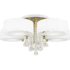 Lampa sufitowa Mdeco Glamour LAMPA sufitowa DRS8006/521QG MDECO abażurowy plafon z łańcuszkami biały mosiądz 9935257 5907737331337