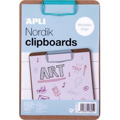 Apli Clipboard APLI Nordik, deska A5, drewniana, z metalowym klipsem, pastelowy niebieski 9944805 8410782186052