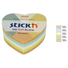 Stickn Notes serce, 64x67mm, mix 5 kol. pastel+recykling 250kart. Stick"n 21837 10091274 4712759218372