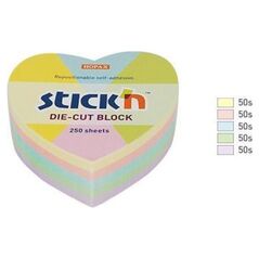 Stickn Notes serce, 64x67mm, mix 5 kol. pastelowych, 250kart. Stick"n 21835 10091275 4712759218358
