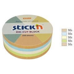 Stickn Notes koło, 67x67mm, mix 5 kol. pastel+recykling 250kart. Stickn 21831 10091277 4712759218310