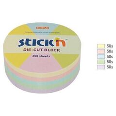 Stickn Notes koło, 67x67mm, mix 5 kol. pastelowych, 250kart. Stick"n 21829 10091279 4712759218297