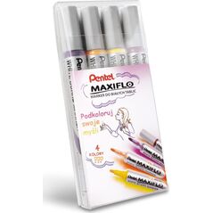 Markery suchościeralne MAXIFLO (4 sztuki) fiolet/brąz/żółty/pomarańczowy MWL5S-4W-EFGV PENTEL komplet 10093098 5902894023941