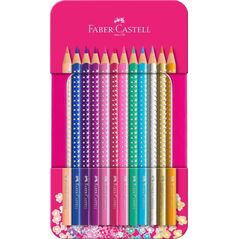 Faber-Castell KREDKI OŁÓWKOWE SPARKLE FABER-CASTELL 12 KOLORÓW OPAKOWANIE METALOWE 10333639 4005402017379