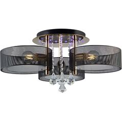 Lampa sufitowa Mdeco Sufitowa LAMPA glamour ELMDRS8006/3 TR NET MDECO metalowa OPRAWA crystal z pilotem złota czarna 10360325 5902021249756
