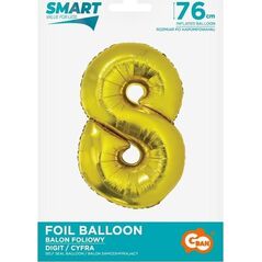 GoDan Balon foliowy cyfra 8 złota Smart 76cm 10480003 5902973145595