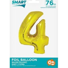 GoDan Balon foliowy cyfra 4 złota Smart 76cm 10480004 5902973145533