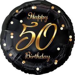 GoDan Balon foliowy B&C Happy 50 Birthday czarno-złoty 11021464 5902973154931