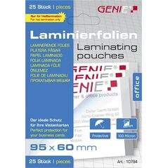 Genie GENIE Laminiertaschen 25 im Visitenkartenformat - Folien 11259993 4015468107846