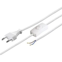 Goobay Kabel zasilający Euro z otwartymi końcówkami i z wyłącznikiem 1,5m biały 51349 11263783 4040849513497