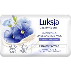 Sarantis Luksja Creamy & Soft Nawilżające Kremowe Mydło w kostce Len & Mleczko Ryżowe 90g 11651190 5900536348759