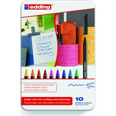 Edding Pisak z cienką końcówką e-1200/10 s EDDING, 1mm, 10 szt., metalowe pudełko, mix kolorów 11716182 4004764875160