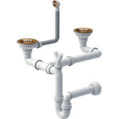 Syfon Quadron Odpływ zatyczkowy 3 1/2" z syfonem 2-komorowy PVD miedziany (GRANIT-pionowy), save space 11741680 5903242530975