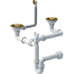 Syfon Quadron Odpływ zatyczkowy 3 1/2" z syfonem 2-komorowy PVD złoty (GRANIT-pionowy), save space 11741681 5903242530982