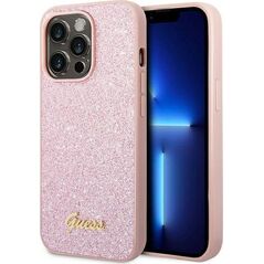 Guess Guess Glitter Flakes Metal Logo Case - Etui iPhone 14 Pro Max (różowy) 11822687 3666339065072
