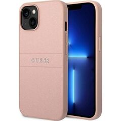 Guess Guess Saffiano Metal Logo Stripes - Etui iPhone 14 Plus (różowy) 11861964 3666339088675