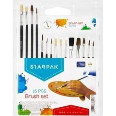 Starpak Pędzle szkolne zestaw 15 szt do farb i kleju 11917642 5904335838855