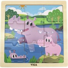 Viga Toys VIGA Poręczne Drewniane Puzzle Hipopotamy 9 elementów 11963679 6971608446283