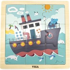 Viga Toys VIGA Poręczne Drewniane Puzzle Statek 9 elementów 11963683 6971608446306