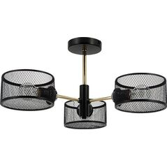 Lampa wisząca Mdeco Druciana lampa sufitowa ELM1097/3 BL TR nad łóżko czarna złota 12567653 5907737334147