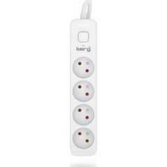 Kerg Przedłużacz KERG z wyłącznikiem-4 gniazda-biało-szary-1,5m-10A-H05VV-F-3x1,0mm2 12613454 5901791140157