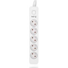 Kerg Przedłużacz KERG z wyłącznikiem-5 gniazd-biało-szary-1,5m-10A-H05VV-F-3x1,0mm2 12613462 5901791150156