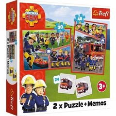 Trefl Puzzle 2w1 + memos Drużyna Strażaka Sama 93334 Trefl 12645720 5900511933345