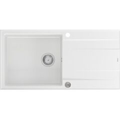 Zlewozmywak GraniteQ EVAN 146 XL GraniteQ zlewozmywak z syfonem Push 2 Open 1-komorowy z/o (1000x500x210| kom. 420x480) snow white / elementy stalowe 12945555 5904310997713