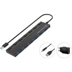 HUB USB Conceptronic CONCEPTRONIC USB-Hub 7-Port 3.0  ->7x3.0    5Gbps m.Netz. sw 13296091 4015867235348