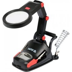 Yato UCHWYT TYPU TRZECIA RĘKA Z PODWÓJNĄ LUPĄ, PODŚWIETLENIE LED (1 SZT) 13363539 5906083090837