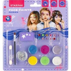 Starpak Farby do malowania twarzy 6 kolorów + brokat + ozdoby + akcesoria 13399654 5905523618303