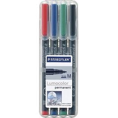 Staedtler Staedtler Lumocolor 317 WP4 marker permanentny Czarny, Niebieski, Zielony, Czerwony 4 szt. 13434563 4007817310380