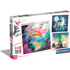 Clementoni Clementoni Puzzle 3x48el SuperColor square Fantastic Creatures 25319 13456023 8005125253197
