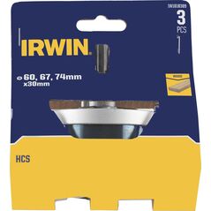 Irwin IRWIN OTWORNICE DO DREWNA HCS 60, 67 i 74mm x 30mm do drewna z trzpieniem mocującym i wiertłem centr 13495521 5054905290313