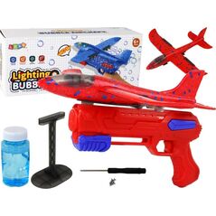 LeanToys Samolot Bańki Mydlane Wyrzutnia Pistolet Czerwony 13675103 5905679075302