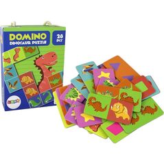 LeanToys Gra Logiczna Puzzle Dwustronne Domino Dinozaury 10cm x 5cm 28 El. 13675360 5905884450253