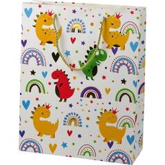 LeanToys Torba Prezentowa Kolorowe Dinozaury Tęcza 32 cm x 26 cm x 10 cm 13675565 5905884453308