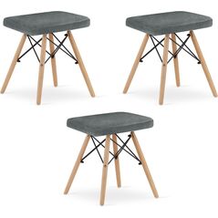 Leobert Taboret WERK - szary materiał / nogi naturalne x 3 13725114 5903332076116