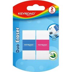 Keyroad Gumka do ścierania KEYROAD, ergonomiczna, dwukolorowa, 2 szt., blister, mix kolorów 13757205 6941288774341
