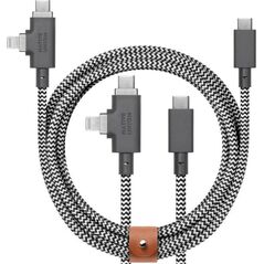 Kabel USB Native Union USB-C - USB-C + Lightning 2.4 m Czarno-biały (BELT-PROCCL-ZEB-NP) 13811831 4895200477143