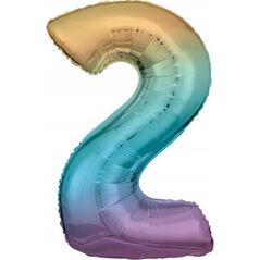 AMSCAN Balon foliowy duża cyfra 2 Tęcza Pastel 57x86cm N34 spakowany 9909700 13813433 194099036115