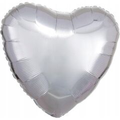 AMSCAN Balon foliowy metalik srebrny serce 43cm luzem 9914087-92 13813623 194099089562