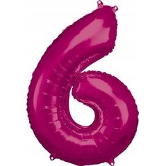 AMSCAN Balon foliowy duża cyfra 6 różowy 60x86cm 9907287 13813666 194099010825