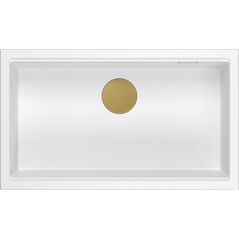 Zlewozmywak GraniteQ LOGAN 110 GraniteQ zlewozmywak snow white 76x44x23,5 cm 1-komorowy wpuszczany z syfonem manualnym złoty 13874875 5905505500046