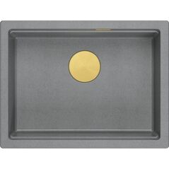 Zlewozmywak GraniteQ LOGAN 100 GraniteQ zlewozmywak silver stone 59,5x45,1x21,5 cm 1-komorowy wpuszczany z syfonem manualnym złoty 13876917 5905505500695