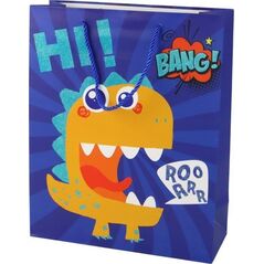 LeanToys Papierowa Torba Prezentowa Niebieska Dinozaur 32cm x 26cm x 10cm 13887216 5905884453230