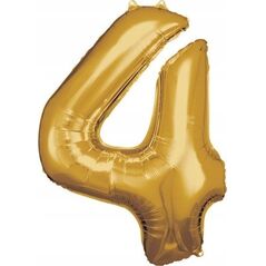 AMSCAN Balon foliowy duża cyfra 4 złota 65x86cm spakowany 9906269 13909350 192937141991